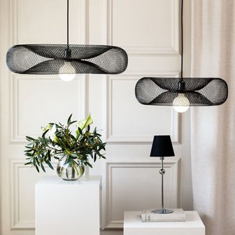 Druciana czarna lampa wisząca  Torus 65cm